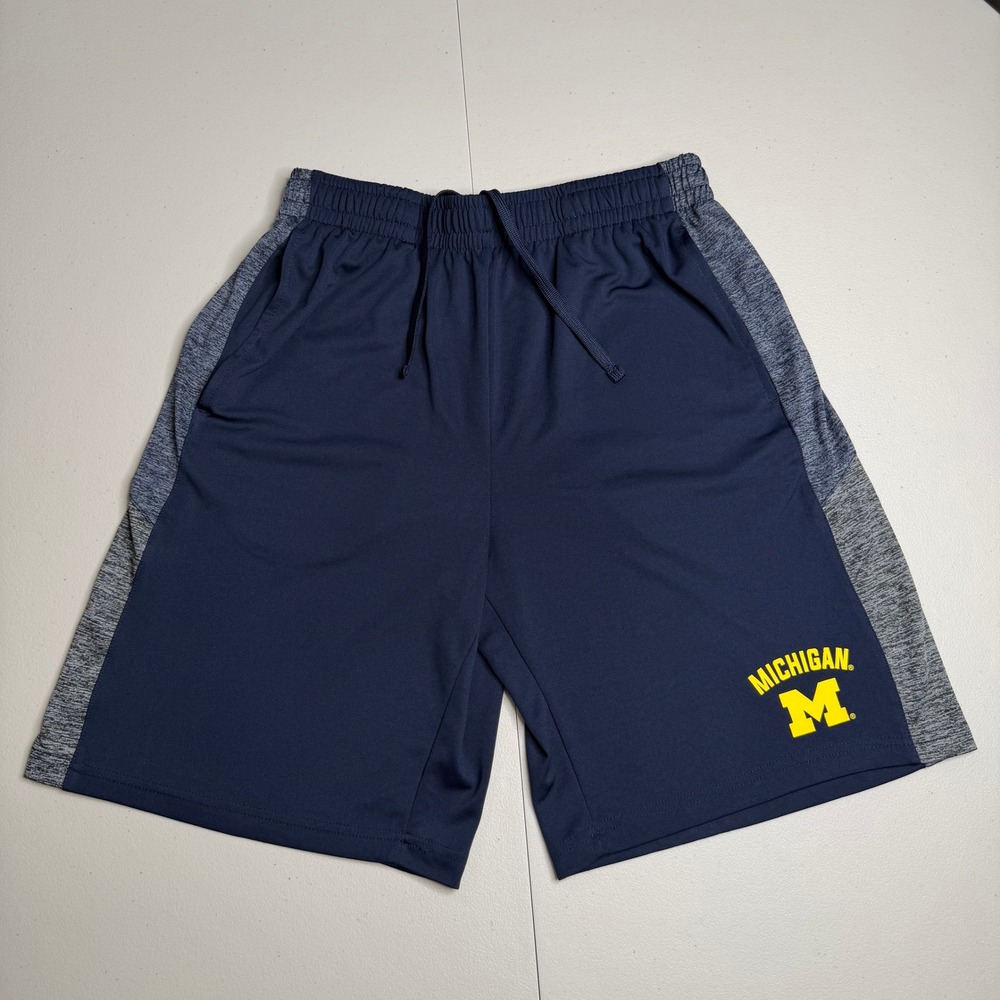 Campus Heritage Michigan Wolverines Mens Medium Navy Blue Athletic Gym Shorts